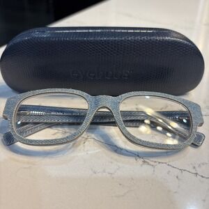EYEBOBS Number Cruncher 2314 10 "Blue Light" Readers Blue Denim Khaki 2.50+ CASE